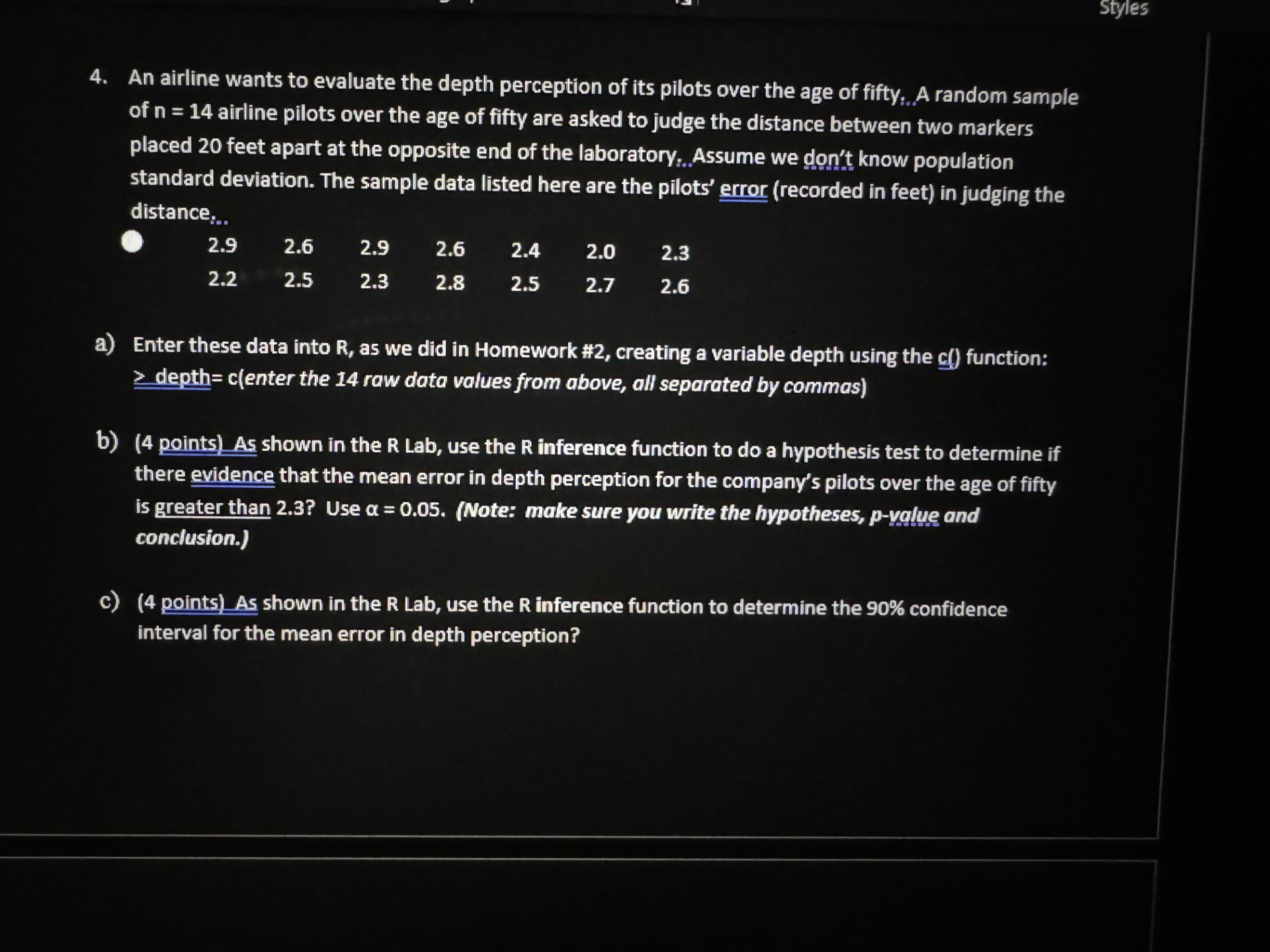 Solved An airline wants to evaluate the depth perception of | Chegg.com