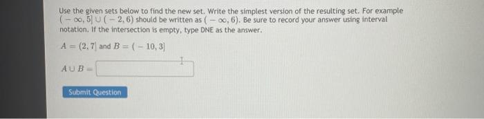 Solved Use the given sets below to find the new set. Write | Chegg.com
