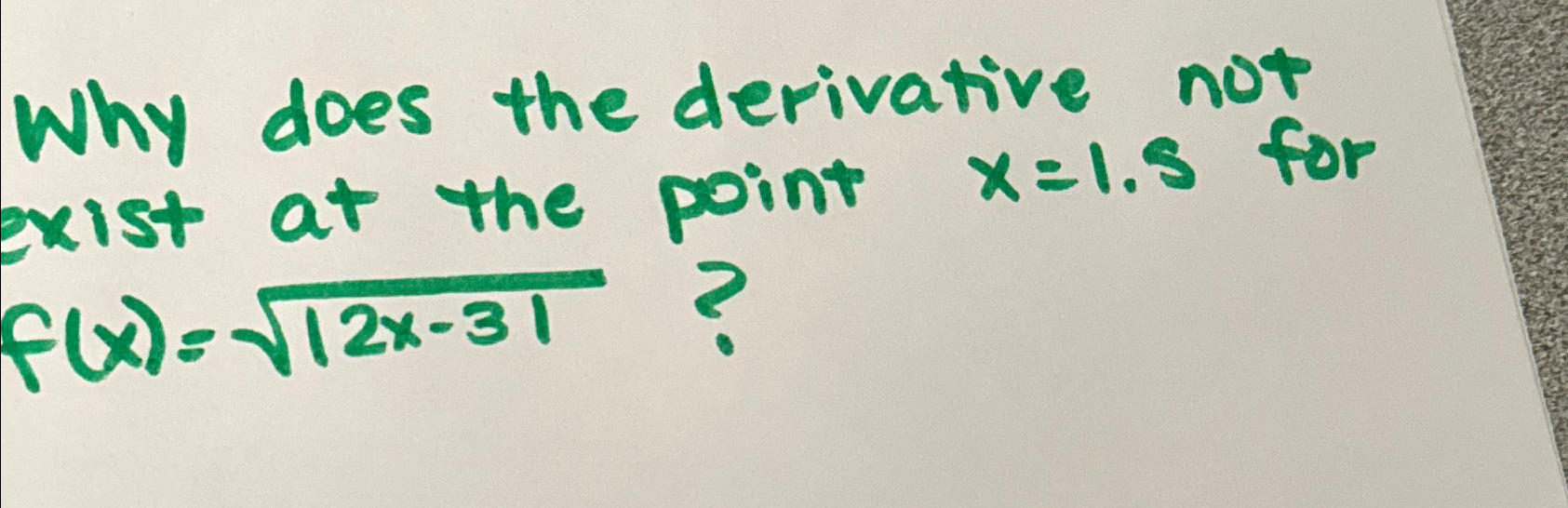 Solved Why Does The Derivative Not Exist At The Point X=1.5 