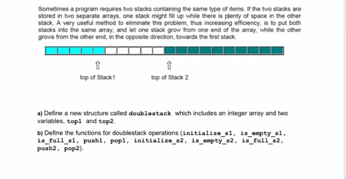 Solved Sometimes a program requires two stacks containing | Chegg.com