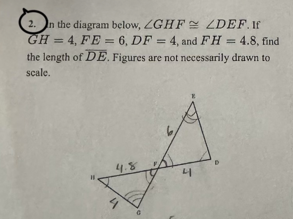 Solved In the diagram below, ??GHF~??D=EF. ﻿If | Chegg.com