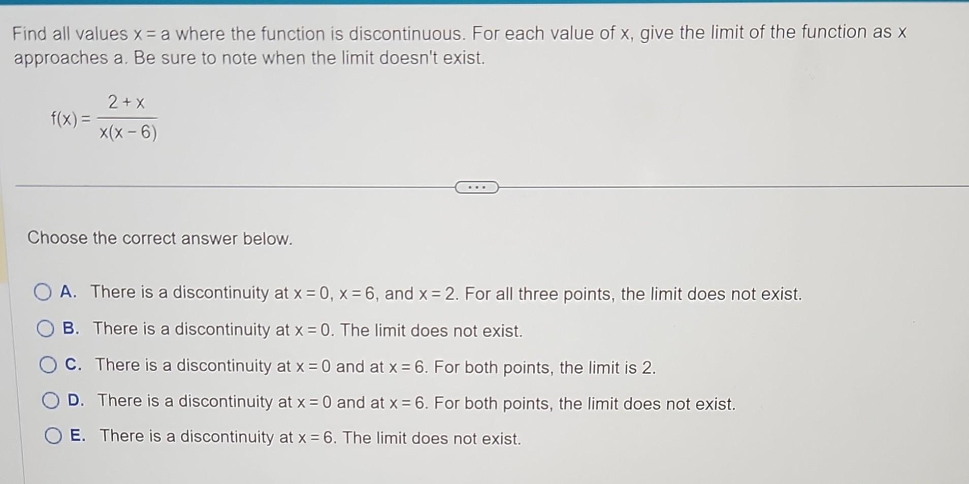 Solved Find All Values X A Where The Function Is 7129
