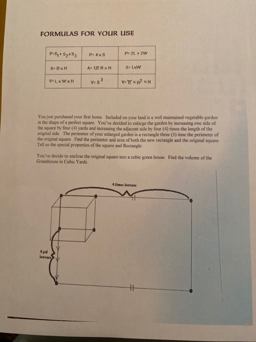 Solved Formulas For Your Use Pss P 4xs P 2l Zw A X Chegg Com