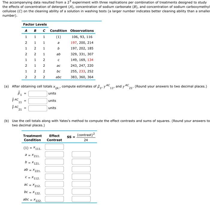 Solved The data resulted from a 23 experiment