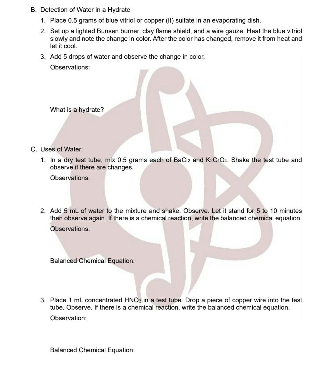 bjectives 1.To identify the physical and chemical Chegg