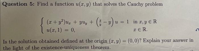 Solved Question 5: Find a function u(x,y) that solves the | Chegg.com