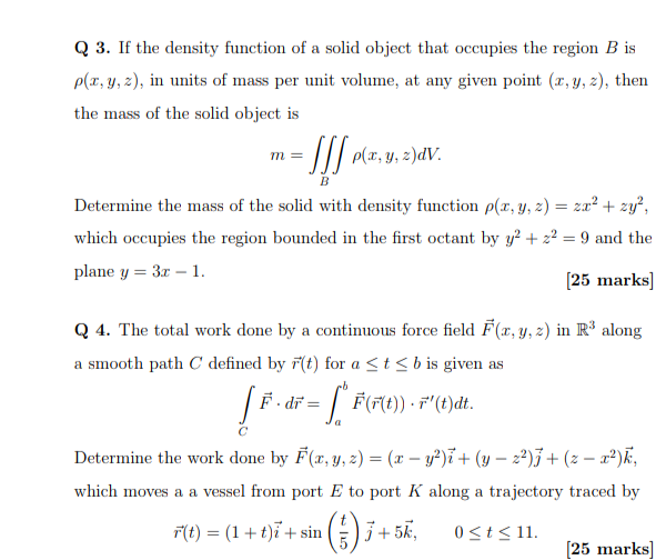 Solved m Q 3. If the density function of a solid object that | Chegg.com