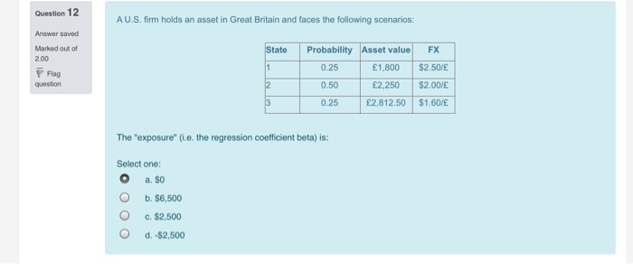 Solved Question 12 A U.S. Firm Holds An Asset In Great | Chegg.com