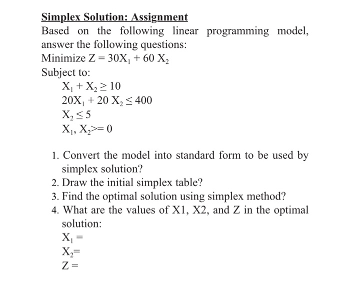 assignment problem simplex method