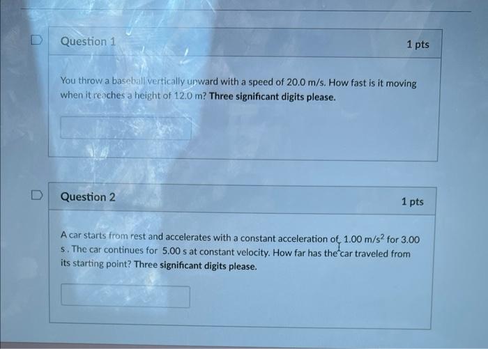 Solved You throw a baseball vertically unward with a speed