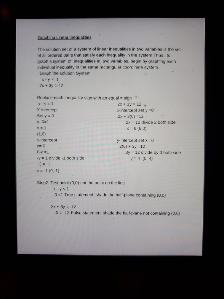 Solved Graphing Linear Inequalities The Solution Set Of A Chegg Com