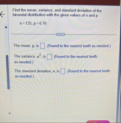 Solved Find the mean, variance, and standard deviation of | Chegg.com