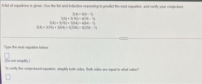 Solved A list of equations is given Use the list and | Chegg.com