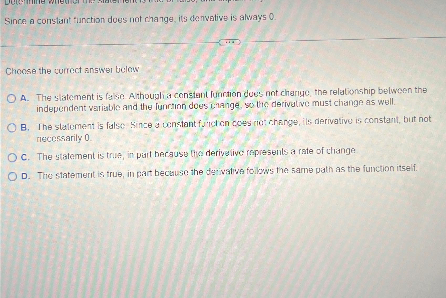 Solved Since a constant function does not change, its | Chegg.com