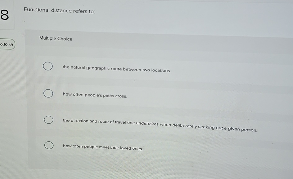 Solved Functional distance refers to:Multiple | Chegg.com