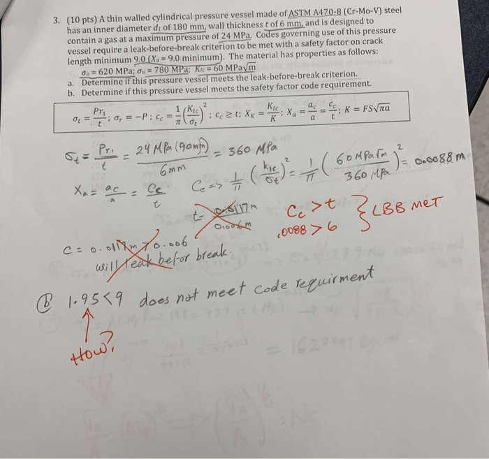 Solved 3. (10 pts) A thin walled cylindrical pressure vessel | Chegg.com
