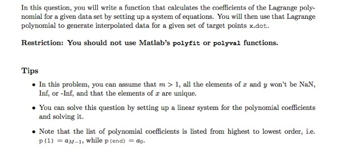 Solved 1 Interpolation methods 1.1 The Lagrange polynomial | Chegg.com