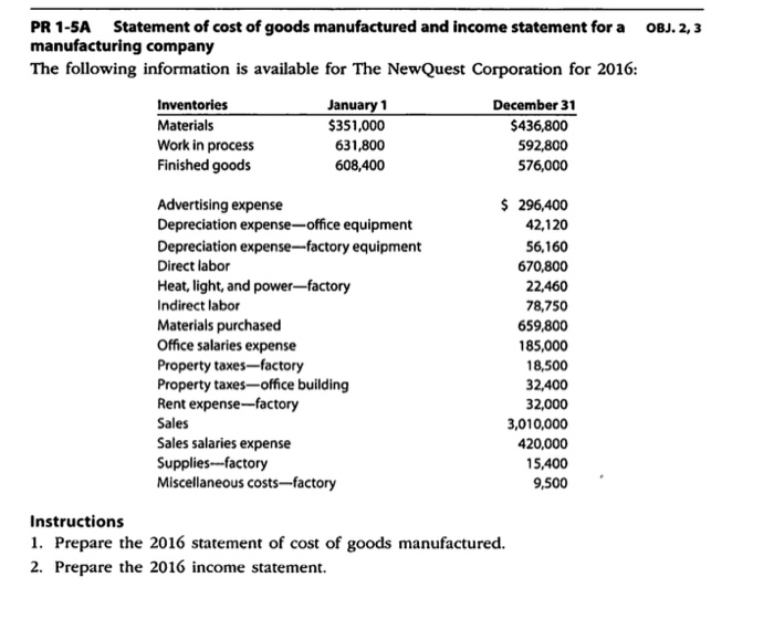 cost of goods manufactured income statement