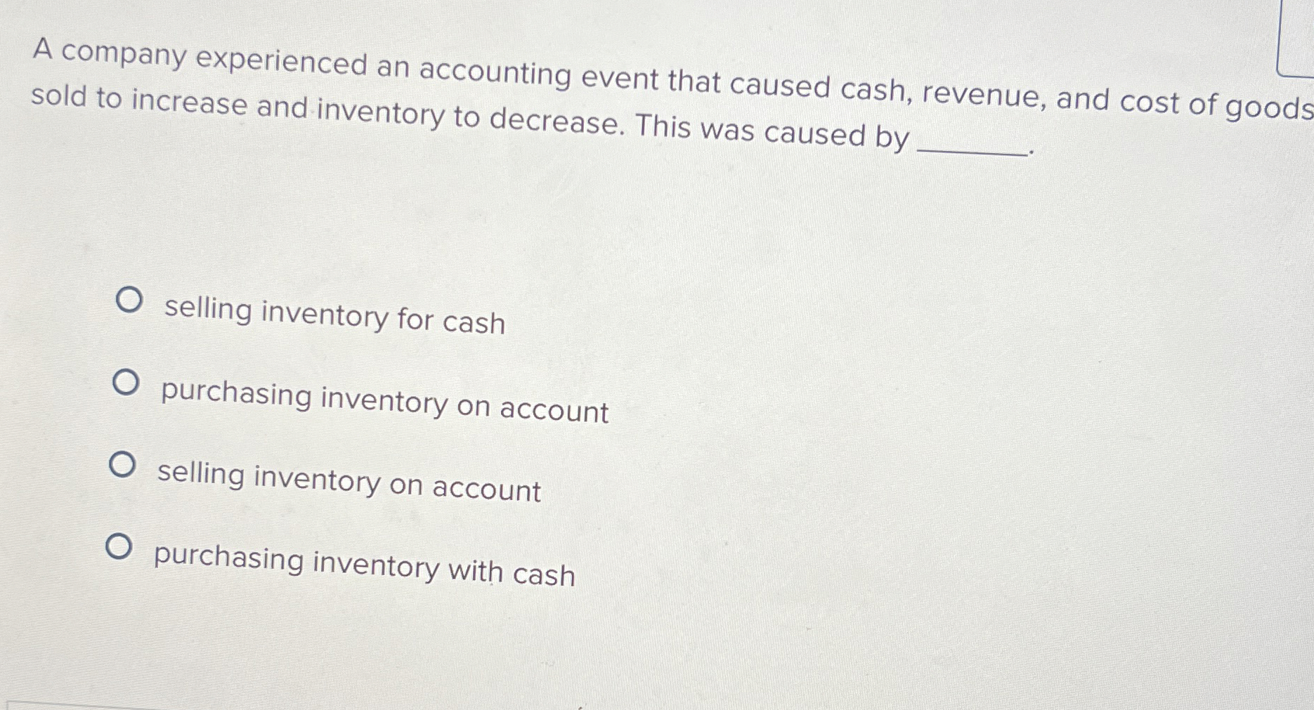 Solved A company experienced an accounting event that caused | Chegg.com