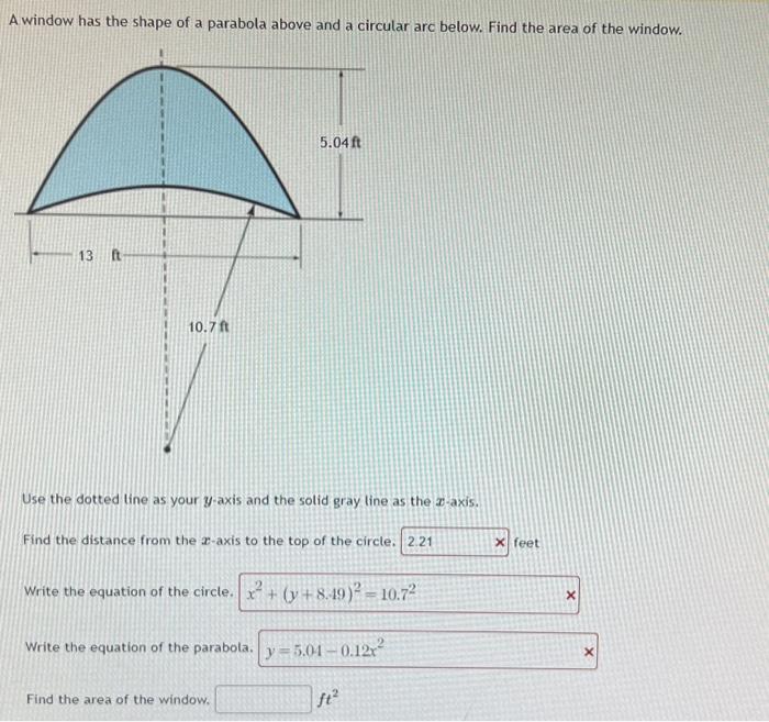 Solved A window has the shape of a parabola above and a | Chegg.com