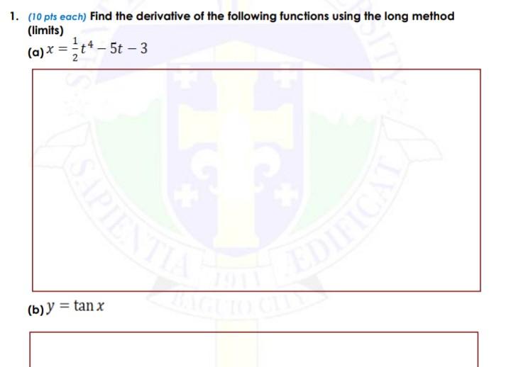 Solved Find the derivative of the following functions using | Chegg.com