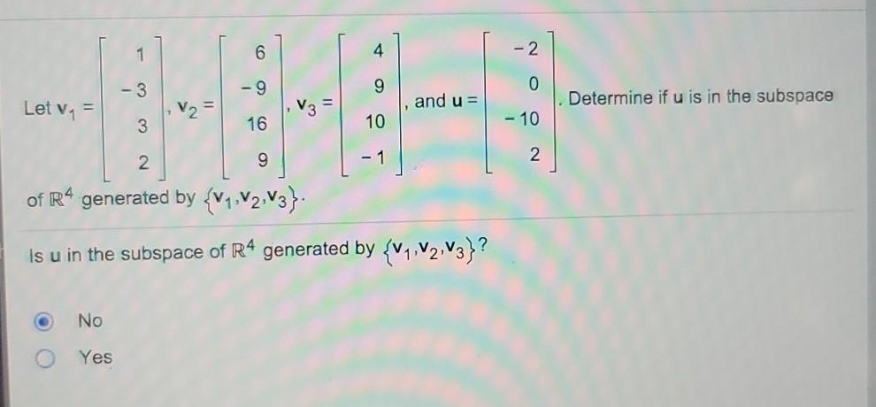 Solved 1 6 4 2 3 9 9 0 Let Va And Us Determine If U Is In Chegg Com