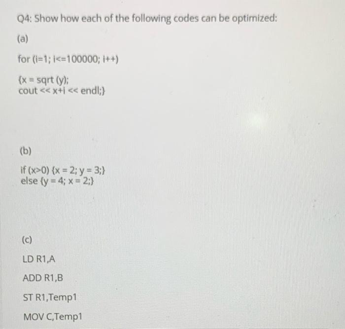 Solved Q4: Show how each of the following codes can be | Chegg.com
