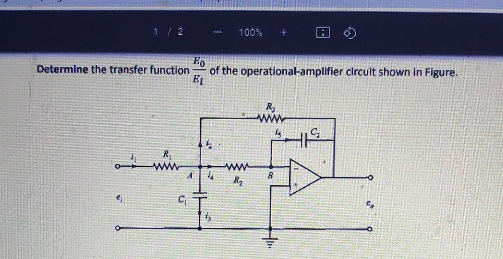 Solved 1/2 100% . Eo Determine the transfer function of the | Chegg.com