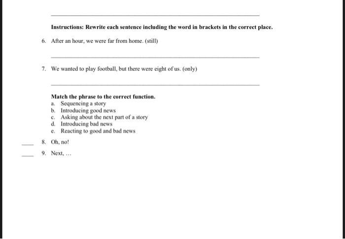 Instructions: Rewrite each sentence including the | Chegg.com