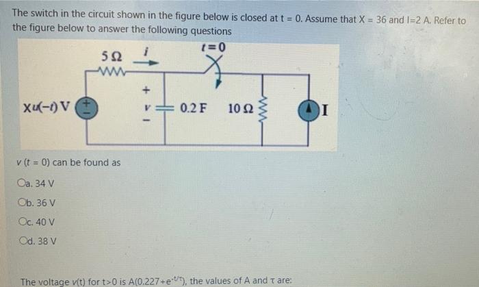 Solved The switch in the circuit shown in the figure below | Chegg.com