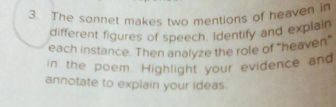 3. The Sonnet Makes Two Mentions Of Heaven In | Chegg.com