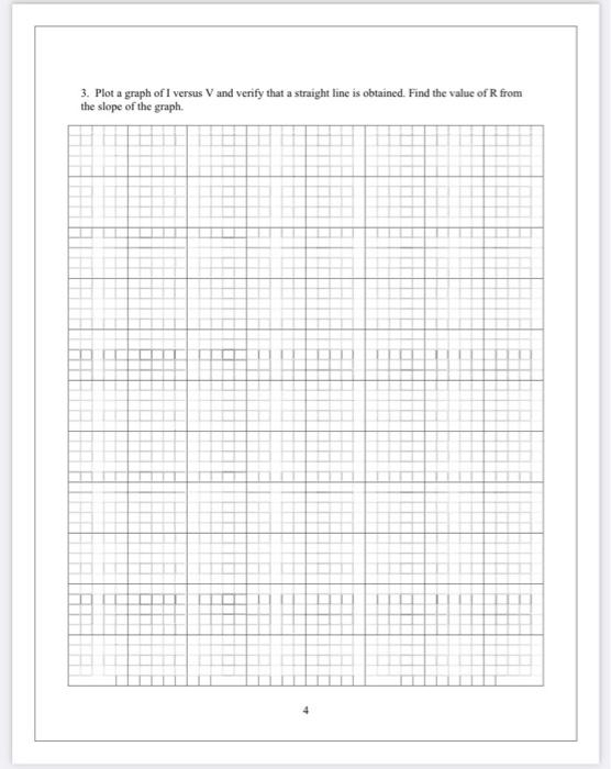 Solved 3. Plot a graph of I versus V and verify that a | Chegg.com