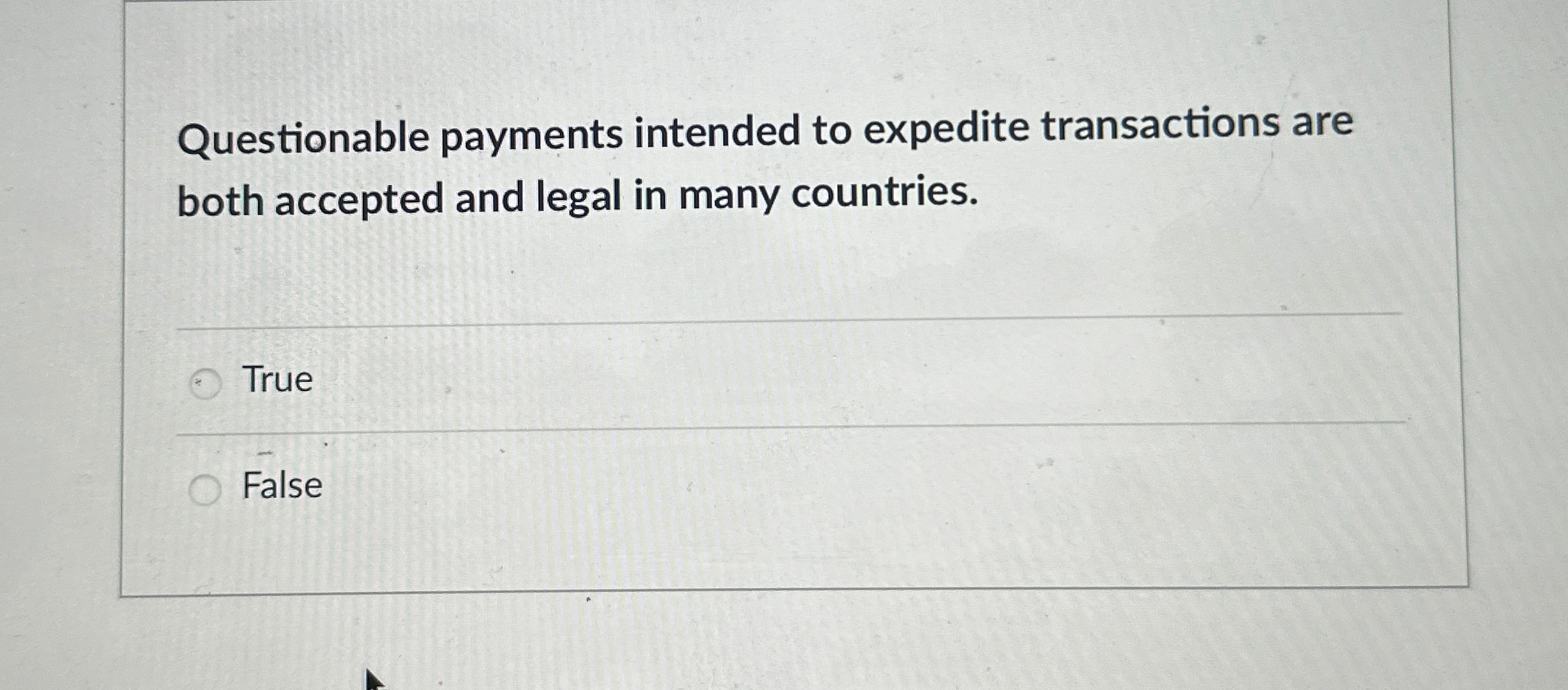 Solved Questionable payments intended to expedite | Chegg.com