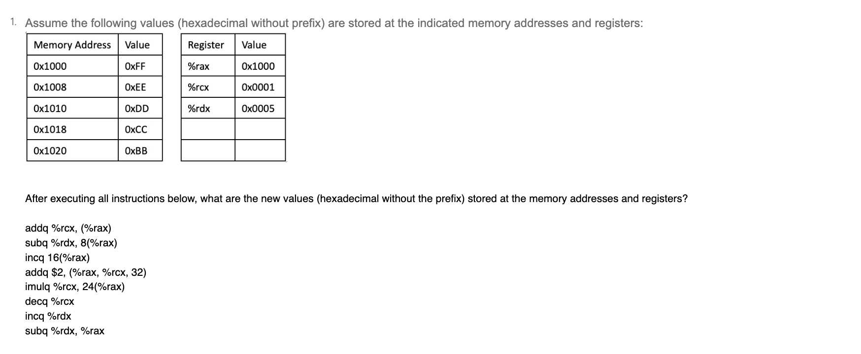 Solved Please answer the following problems #1-8 ﻿using the | Chegg.com
