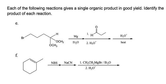 Solved Each of the following reactions gives a single | Chegg.com