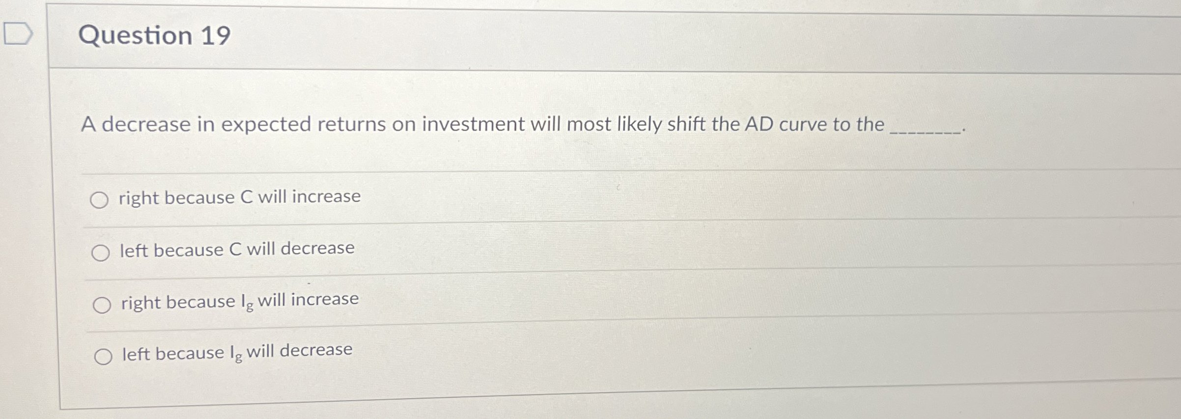 Solved Question 19A decrease in expected returns on | Chegg.com