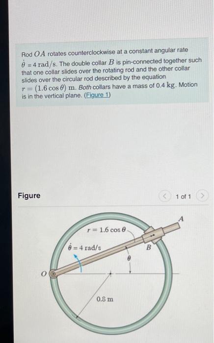 Solved Rod OA rotates counterclockwise at a constant angular | Chegg.com