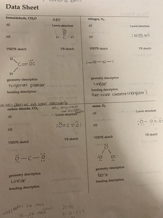 Solved Y Boll Data Sheet Formaldehyde Ch 0 Nitrogen N A Chegg Com
