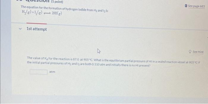 Solved The equation for the formation of hydrogen iodide | Chegg.com