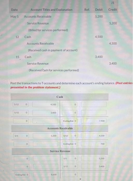 Solved Post the transactions to T-accounts and determine | Chegg.com