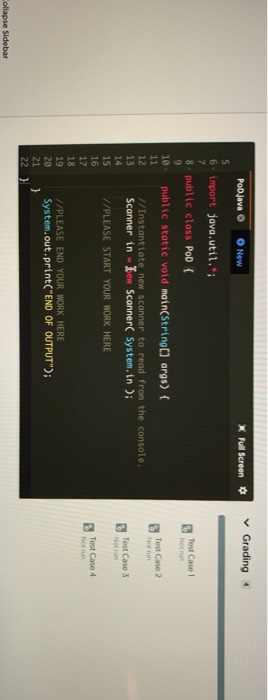 PODJava New X Full Screen Grading 6. import java.util.; 8. public class PoD { public static void main(String[] args) { Tout