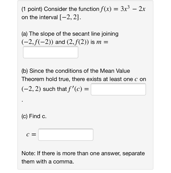 Solved 1 Point Let F X X3 3x 0 5 Determine Whether