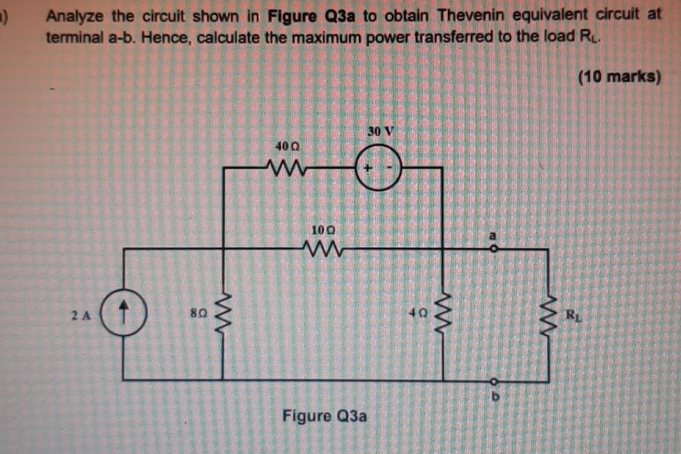 Solved =) Analyze the circuit shown in Figure Q3a to obtain | Chegg.com