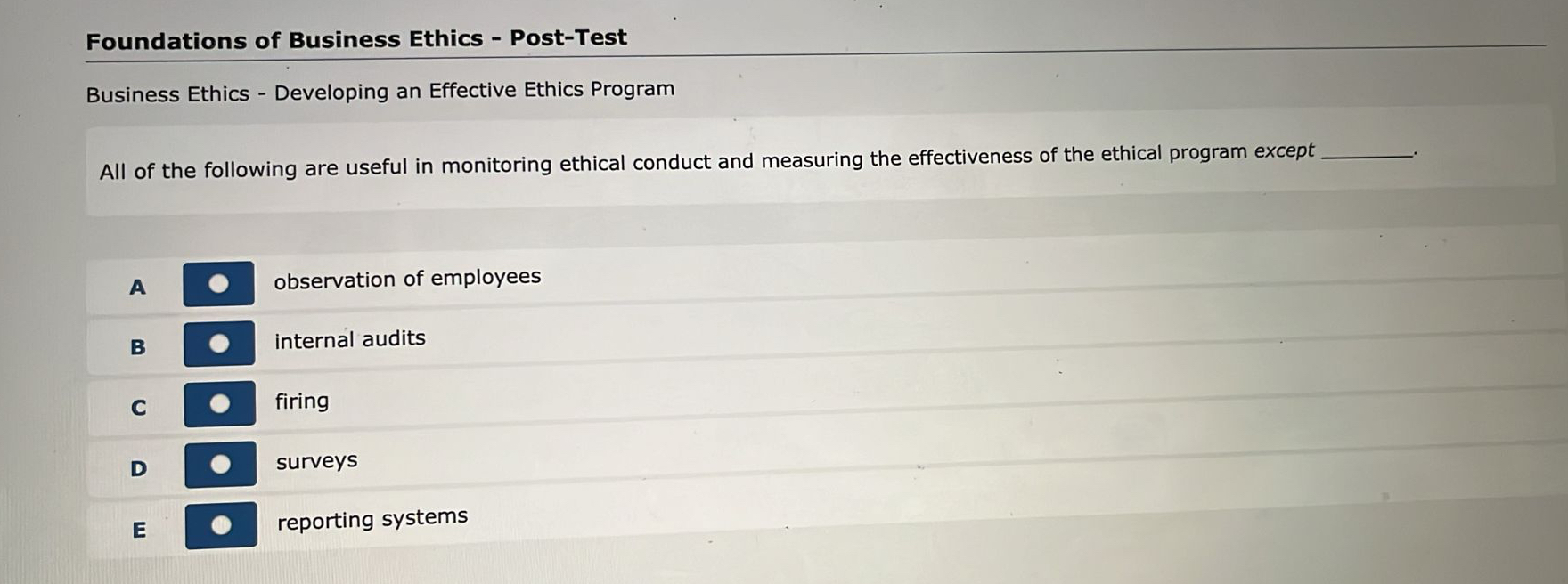 Solved Foundations of Business Ethics - ﻿Post-TestBusiness | Chegg.com