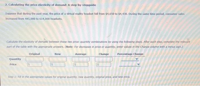 Solved 2. Calculating The Price Elasticity Of Demand: A | Chegg.com