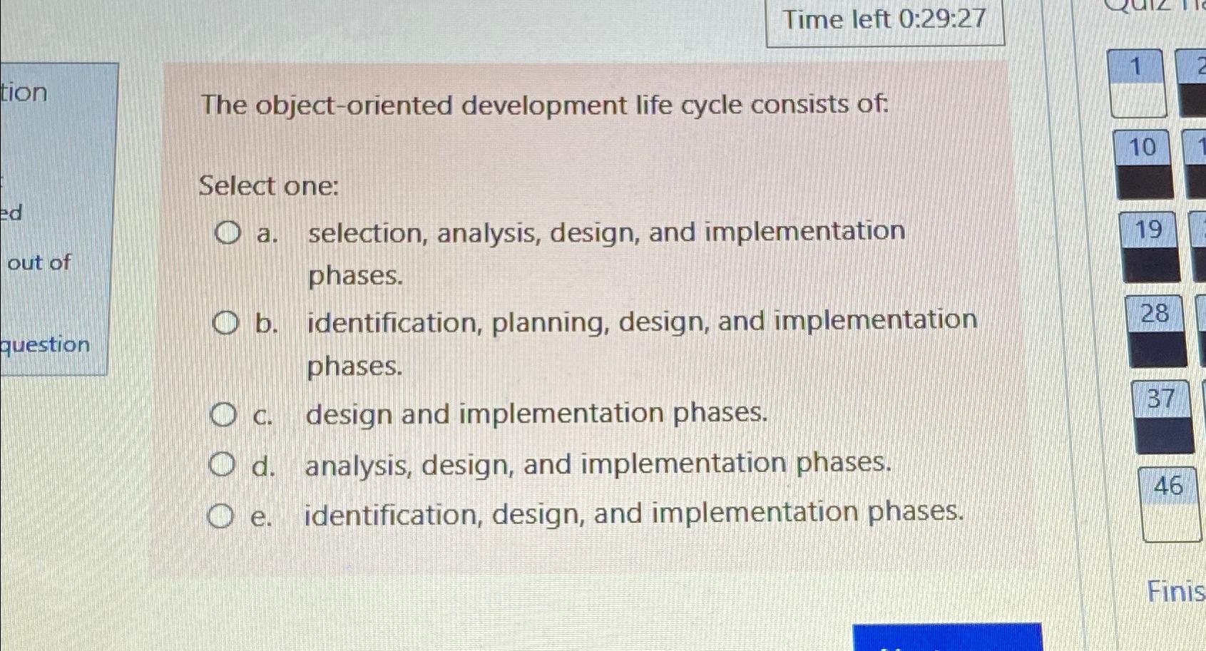 Solved The object-oriented development life cycle consists | Chegg.com