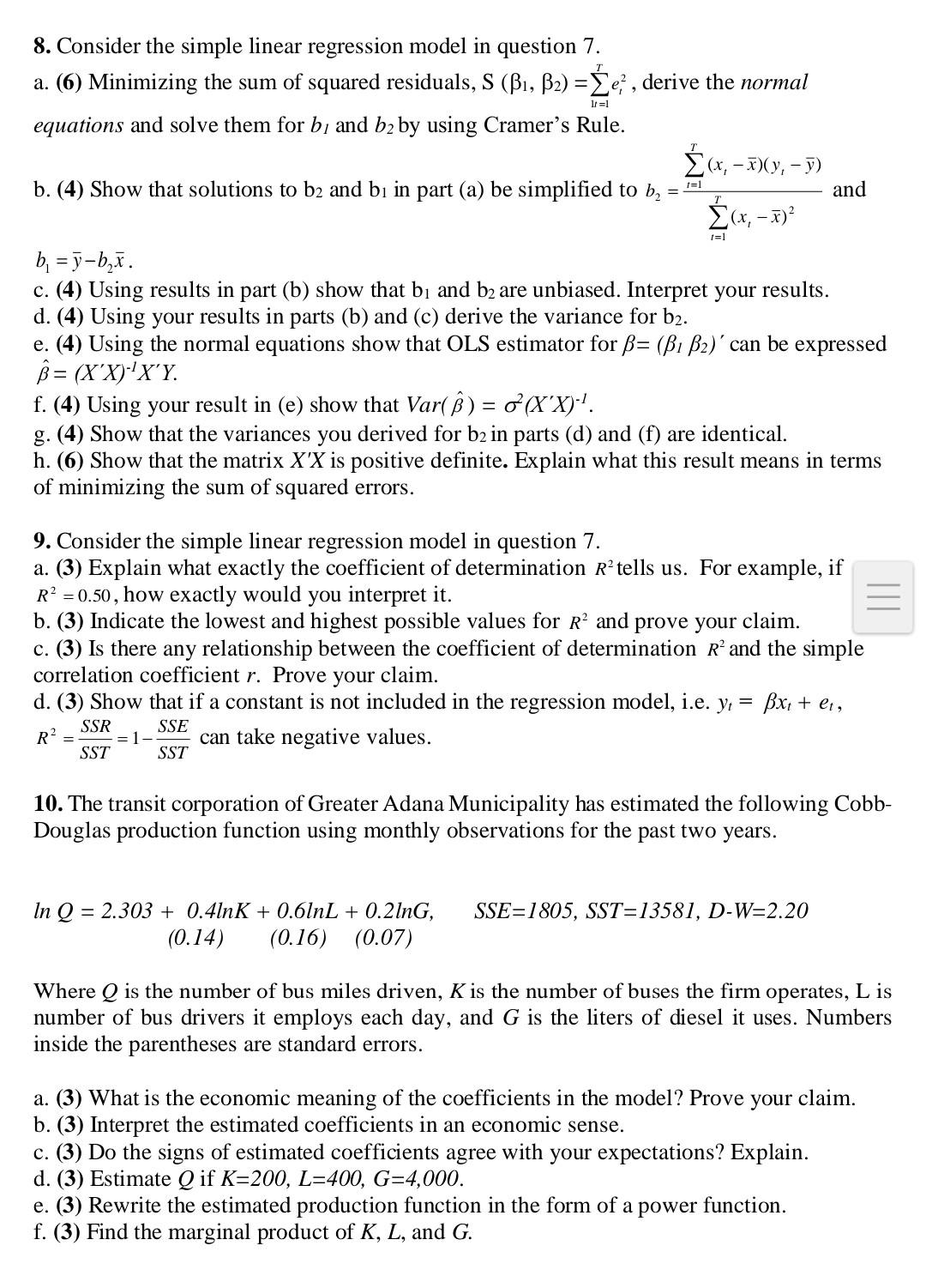 Solved 8. Consider The Simple Linear Regression Model In | Chegg.com