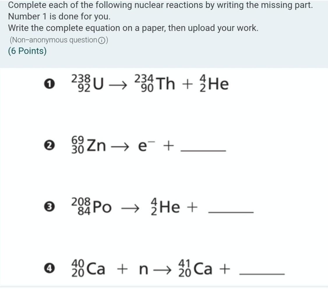 Solved Complete Each Of The Following Nuclear Reactions By | Chegg.com