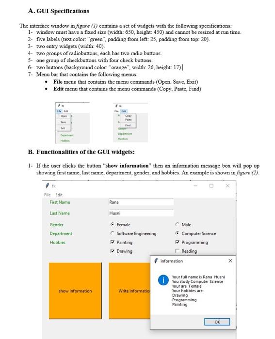 Solved Write A Python Gui Program To Design And Implement An 7261