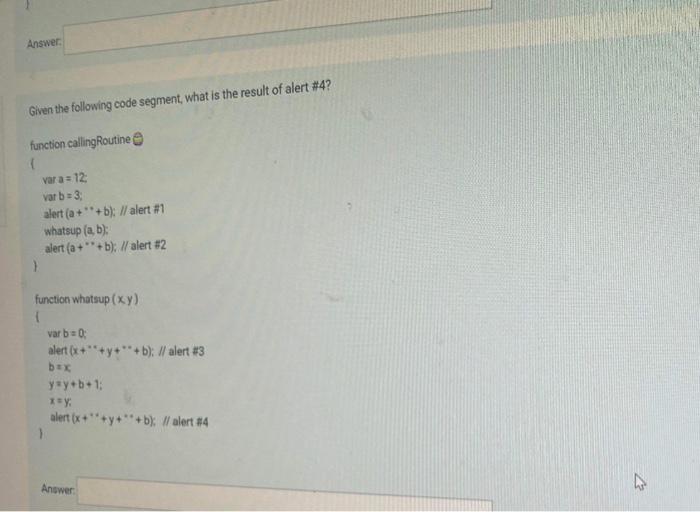 Solved Answer: Given the following code segment, what is the | Chegg.com